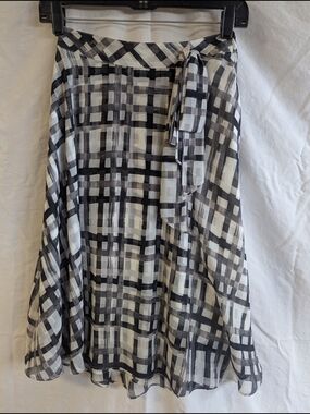Elle Black & White Plaid Circle Skirt with Side Tie